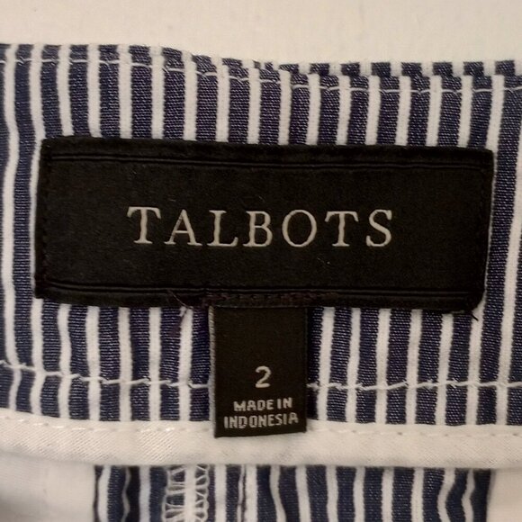 Talbots Navy & White Nautical Seersucker Striped Skirt - Picture 4 of 7